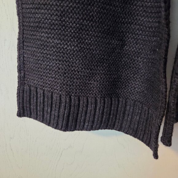 Banana Republic Extra Fine Merino Wool Scarf Dark Gray/Black Knit 74”x12” - Picture 5 of 6